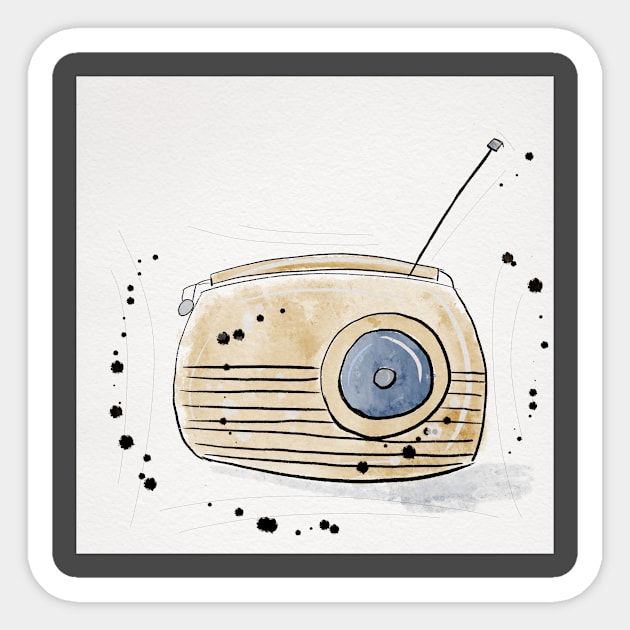 Listen to the radio Sticker by Flaxenart